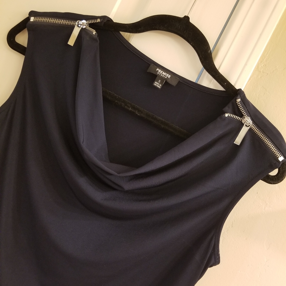 Premier Studio - Zippered Navy Tank Top - Small